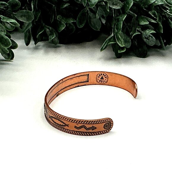 Vintage Copper Cuff Bracelet With Arrow Southwest Engraved Design - Picture 4 of 5